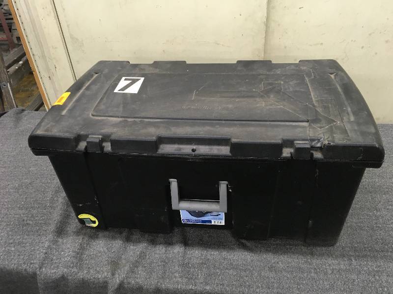 lot 179 image: Sterilite Storage Crate On Wheels W Misc ToolsItems