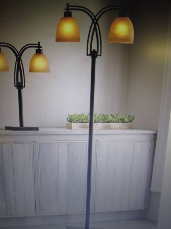 lot 5 image: Two-Bulb Floor Lamp open box Retail...