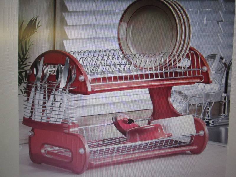 lot 34 image: 2-Tier Dish Rack open box Retail $3...