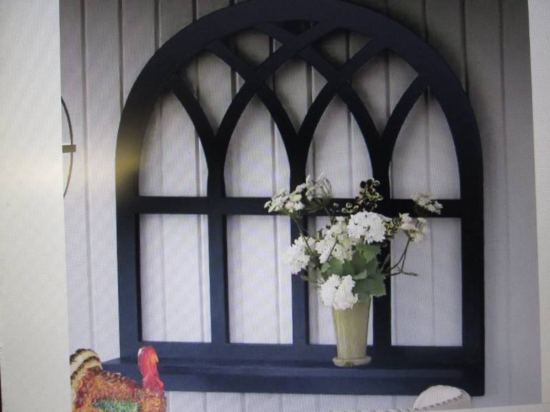 lot 38 image: Black Farmhouse Frame Shelf open bo...
