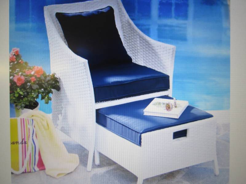 lot 41 image: Forever Wicker Chair and Ottoman op...