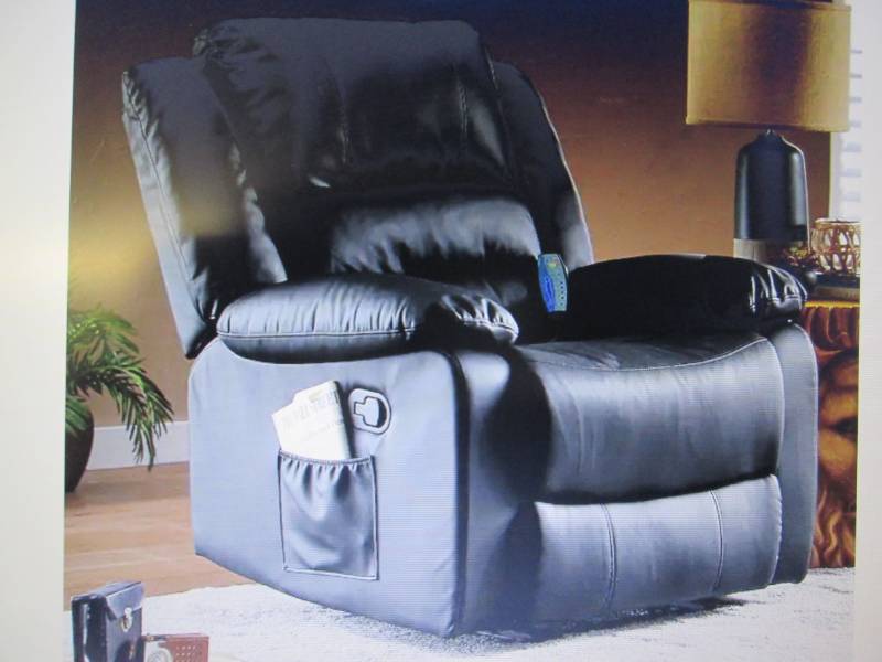 lot 46 image: Overstuffed Recliner with Massage o...