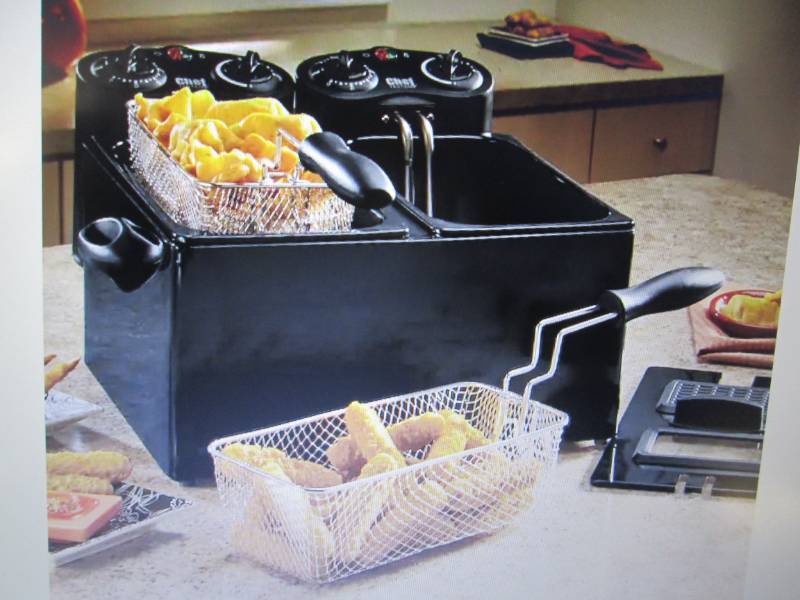 lot 54 image: Chef Tested 6-qt. Dual Deep Fryer...