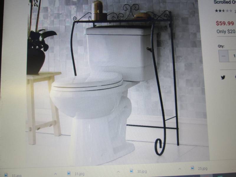 lot 68 image: Scrolled Over-the-Toilet Storage Sh...