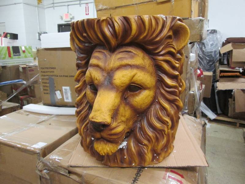 lot 74 image: Lion Resin Table open box 18 12 w...
