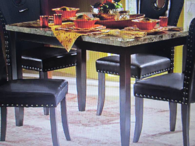 lot 103 image: Faux-Marble Dining Table open box R...