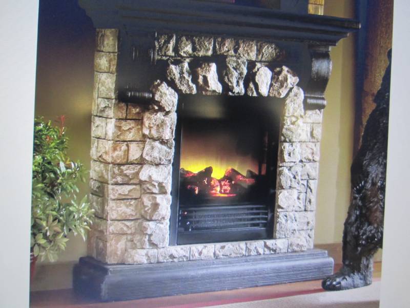 lot 115 image: Faux Stone Fireplace open box Retai...