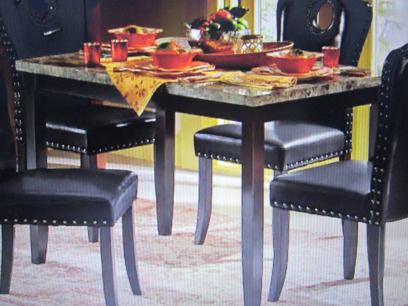 lot 116 image: Faux-Marble Dining Table open box R...