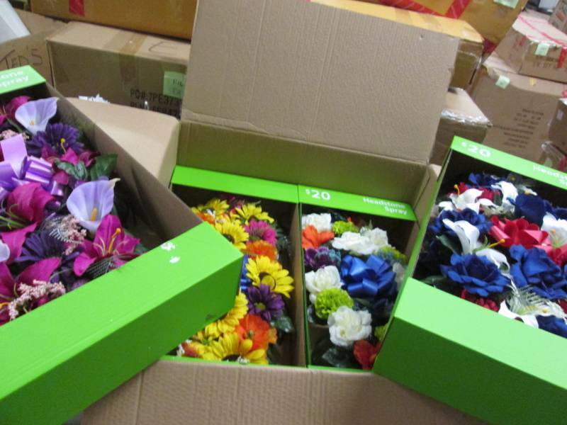 lot 230 image: Box of 4 Headstone Sprays Retail $2...