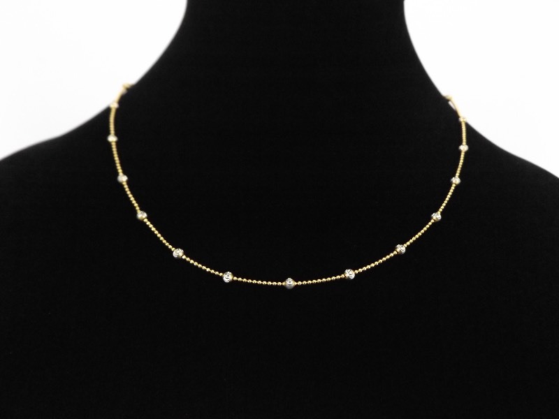 lot 24 image: .925 Sterling Silver Etched Bead Vermeil Necklace