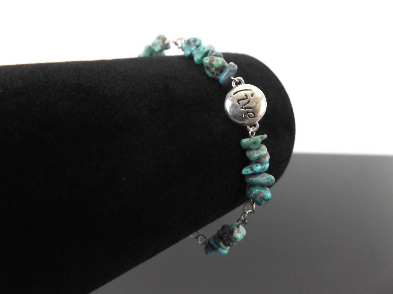 lot 32 image: .925 Sterling Silver Raw Turquoise Bracelet