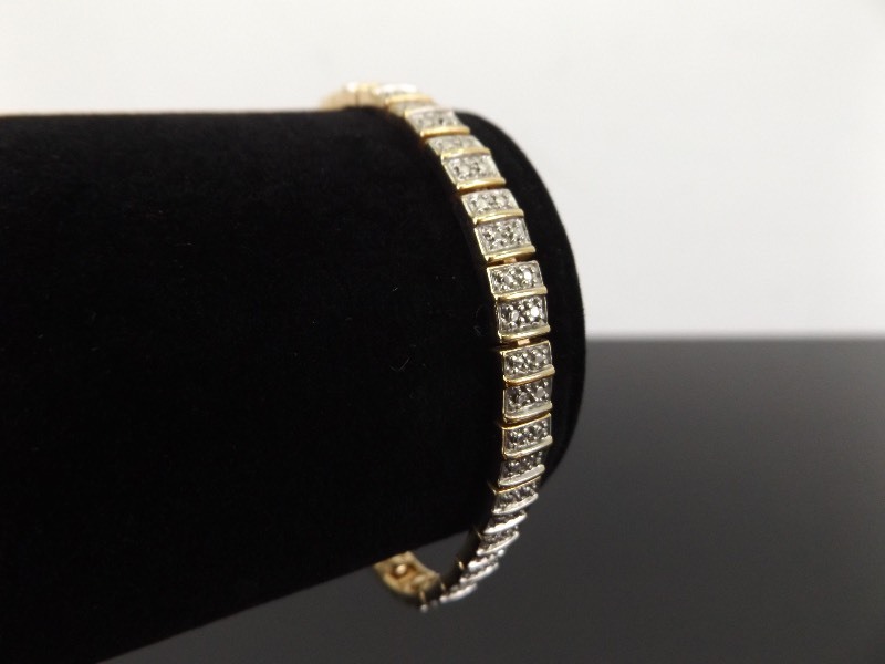 lot 38 image: .925 Sterling Silver Diamond Accented Vermeil Bracelet