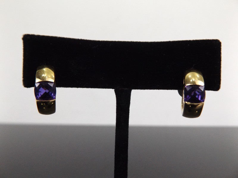 lot 66 image: .925 Sterling Silver Amethyst Vermeil Hook Clasp Hoop Earrings