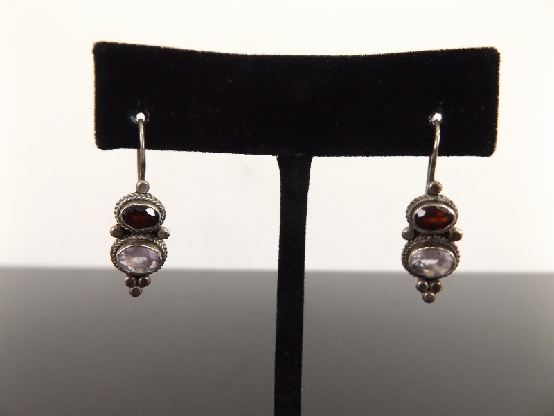 lot 67 image: .925 Sterling Silver Amethyst Closed Hook Earrings