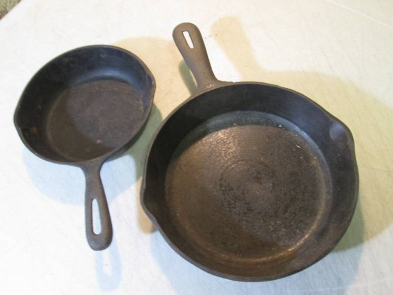 2 Cast Iron Fry Pans 6 12 and 8 ...