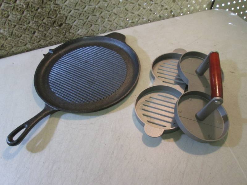 Cast Iron Pan and Burger Press  RM1...