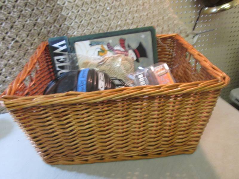 Wicker Basket with Misc Contents Se...