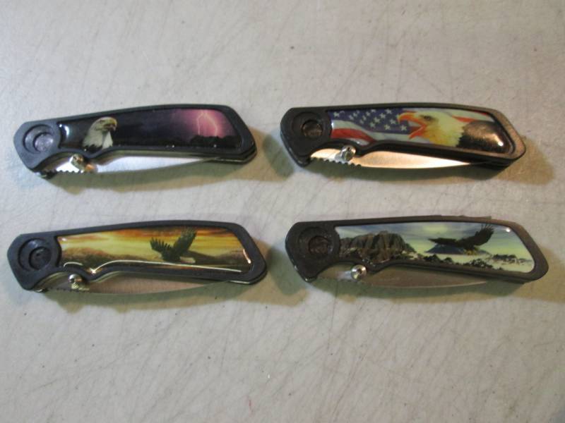 4 Folding Pocket Knives with Eagle ...