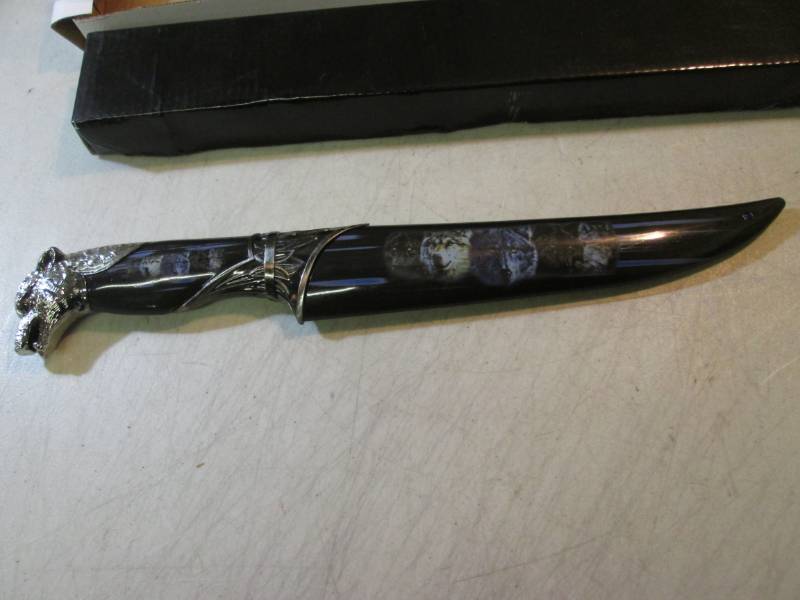 13 Black Wolf Knife with Hard Shea...