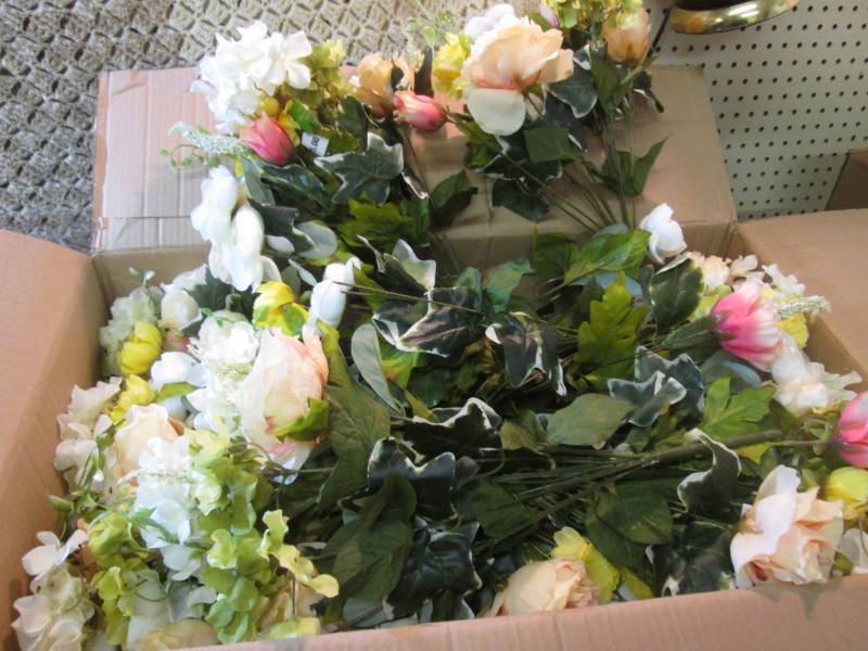 Box Full of Fake Flower Assortments...