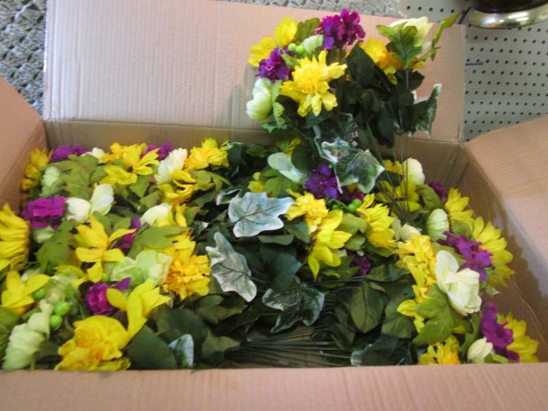 Box Full of Fake Flower Assortments...