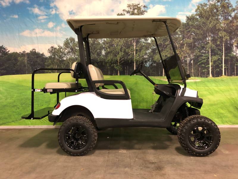 2014 White Havoc Elite Lifted 4 Passenger Yamaha Drive Electric Golf Cart
