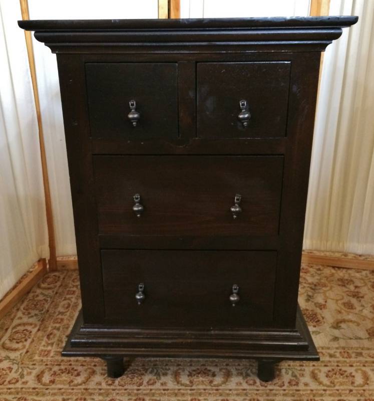 Beautiful Dark Espresso Stained Solid Wood Chest Of Drawers Tall