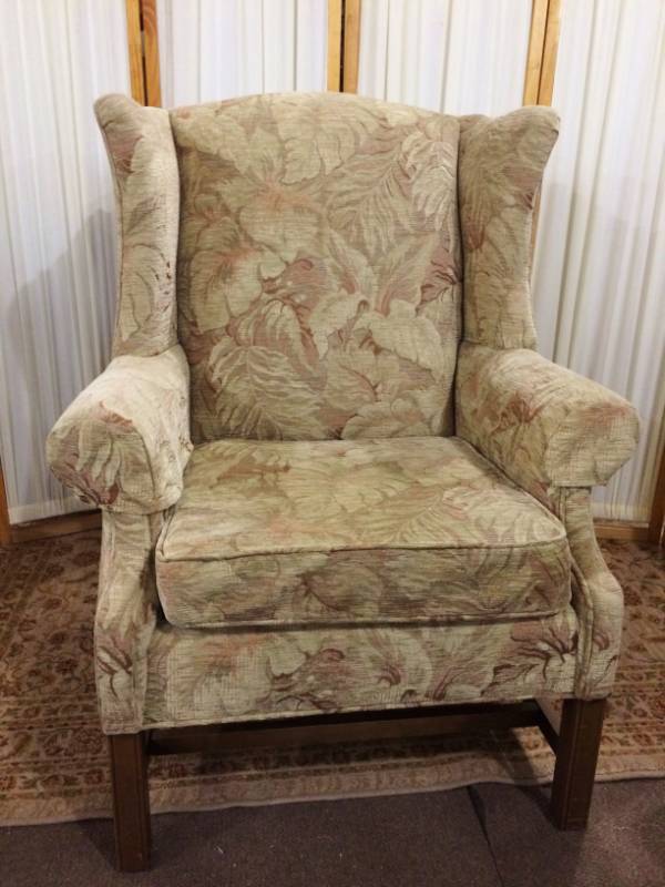 Modeled After Thomas Chippendales 18th-century Original, This High Quality Paisley Upholstered Wingback Statement Chair Features The Familiar Camelback, Oversized Side Panels &amp Scrolling Arms Of The Beloved Classic - Excellent Condition