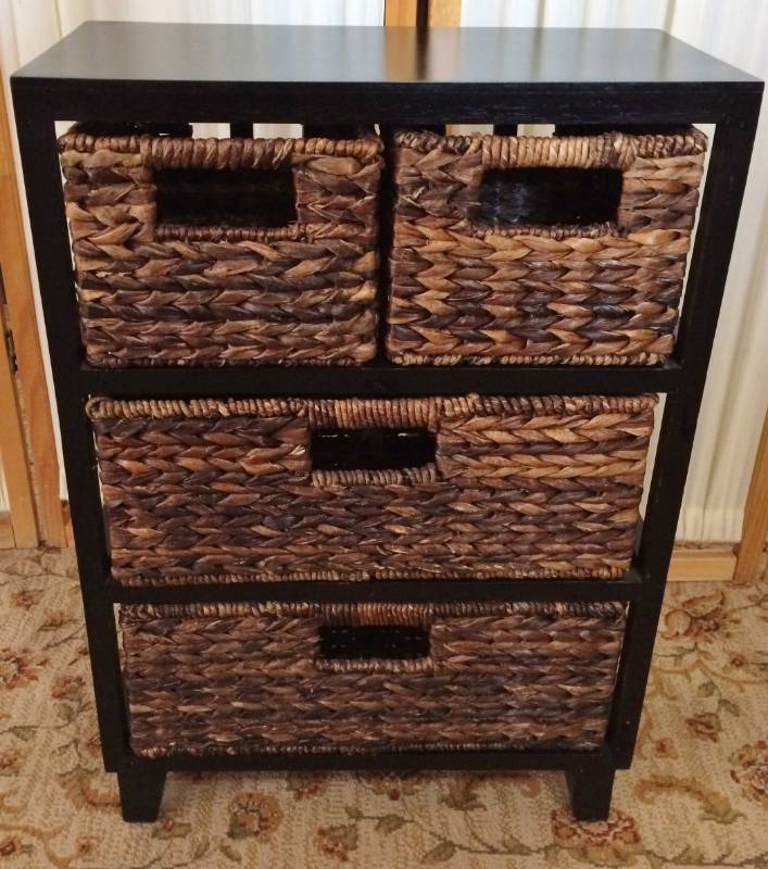 Espresso Brown Woven 3-Drawer Storage Organizer Chest