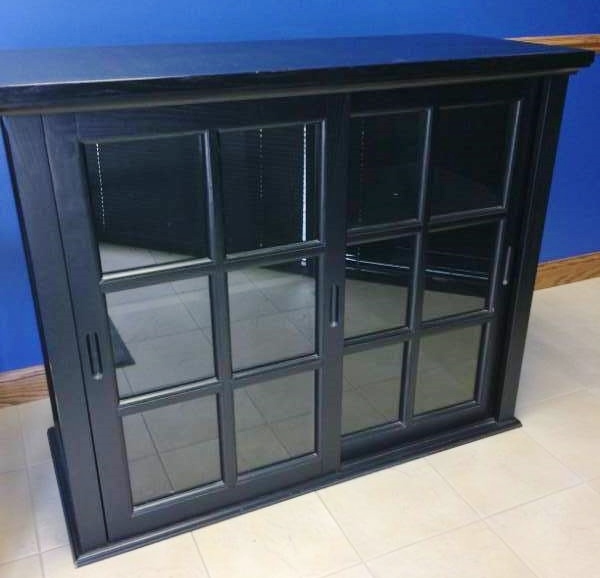 Beautiful Black Wood Curio Cabinet With Sliding&nbspGlass Doors - Also Would Make A Great Dining Room SideboardDisplay China Cabinet Excellent Condition Approx 47W x 20D x 38T