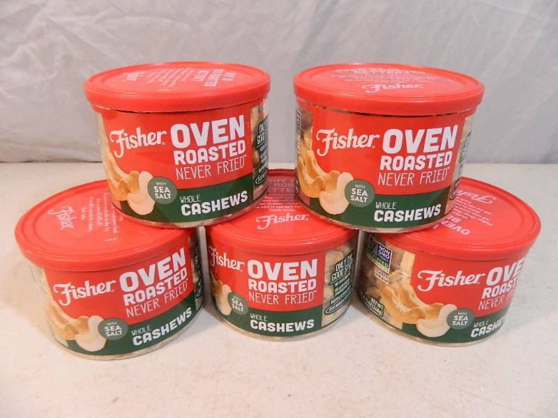 lot 107 image: 5 New Containers of Fisher Whole Cashews