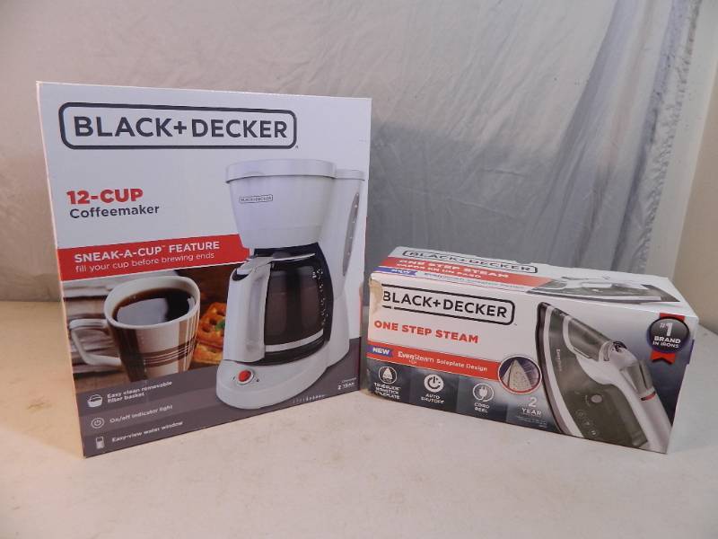 lot 110 image: New Black and Decker Coffee Maker and Iron