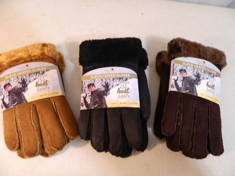 lot 146 image: 3 New Pairs of Suede Winter Gloves