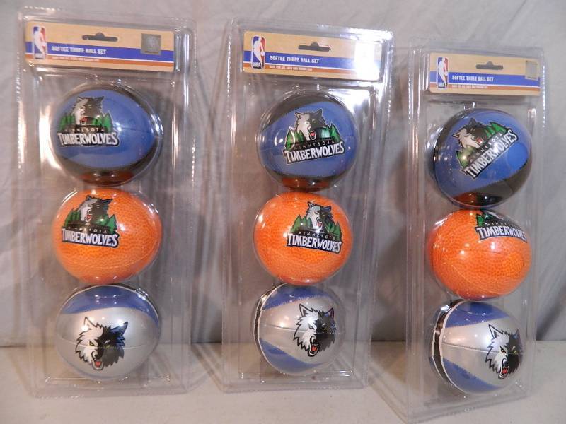 lot 154 image: 3 New Minnesota Timberwolves 3 Ball Sets