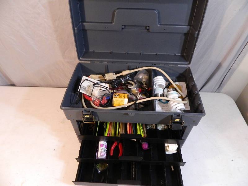 lot 180 image: Plano Tackle Box with Assorted Tools and Hardware