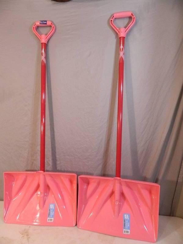 lot 6 image: 2 New Pink Breast Cancer Awareness Shovels