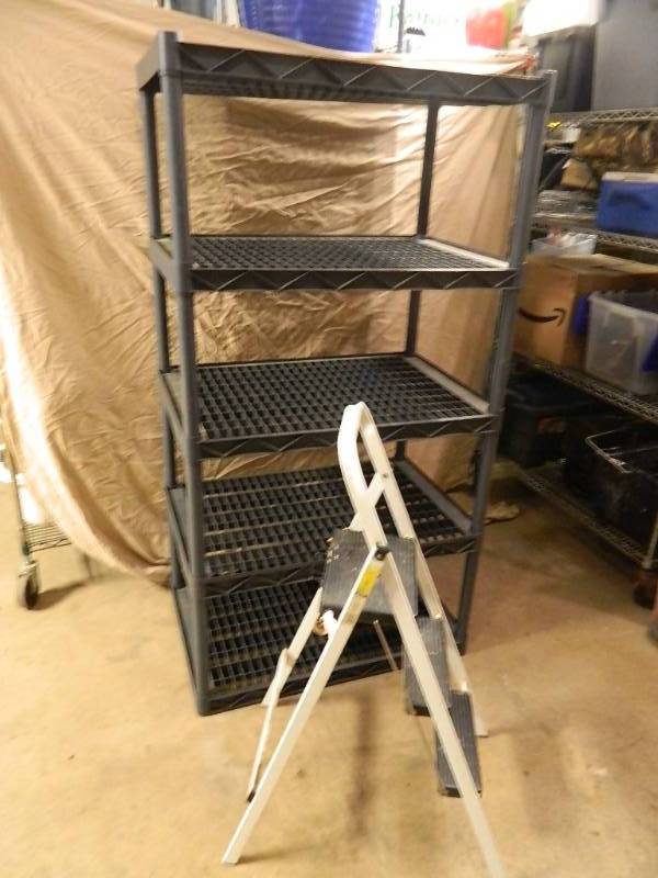 lot 223 image: Step Stool and Utility Shelf