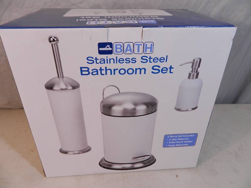 lot 84 image: New 3 Piece Stainless Steel Bathroom Set
