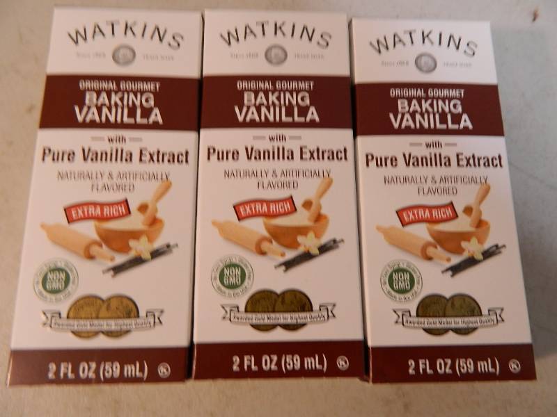 lot 92 image: 3 New Bottles of Watkins Baking Vanilla Pure Vanilla Extract