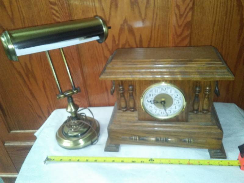 lot 121 image: Piano Lamp and Mantle Clock