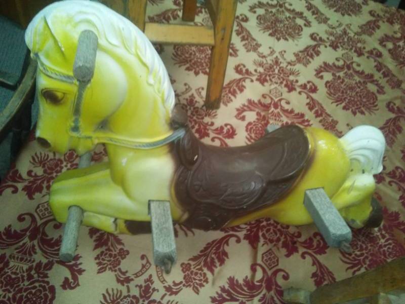lot 122 image: Toddlers - high chair, rocking chair horse.  4.