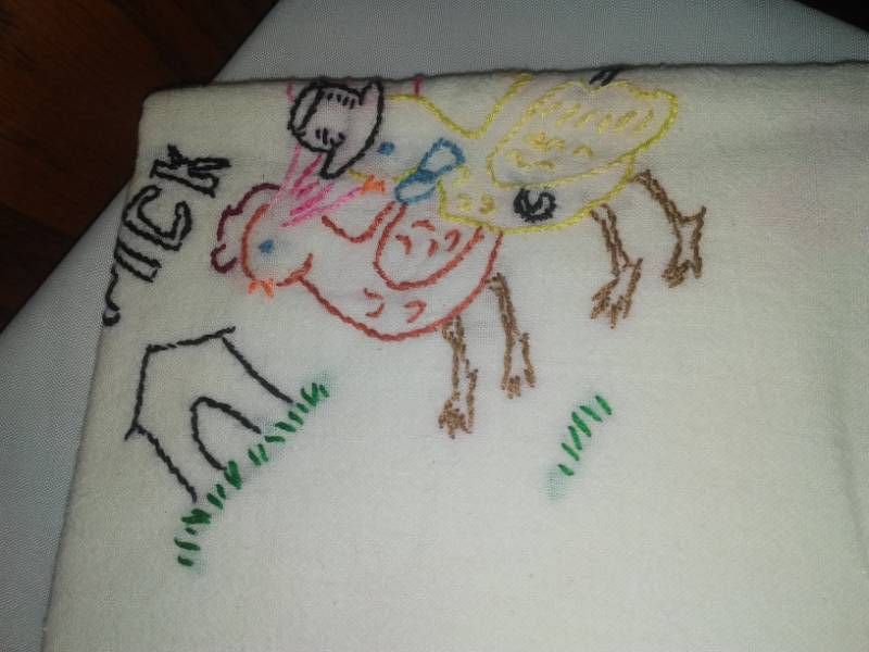 lot 180 image: 6 Embroidered NEW dishtowels -Cute.