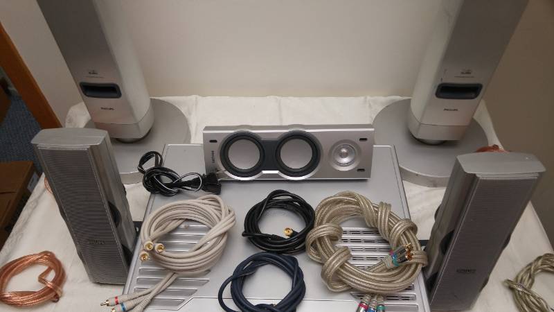 lot 550 image: Phillips Audio Video Surround Sound with tower speakers