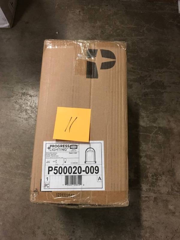 lot 11 image: Progress Lighting Leap Collection 3 -Light Brushed Nickel Pendant -Not Used