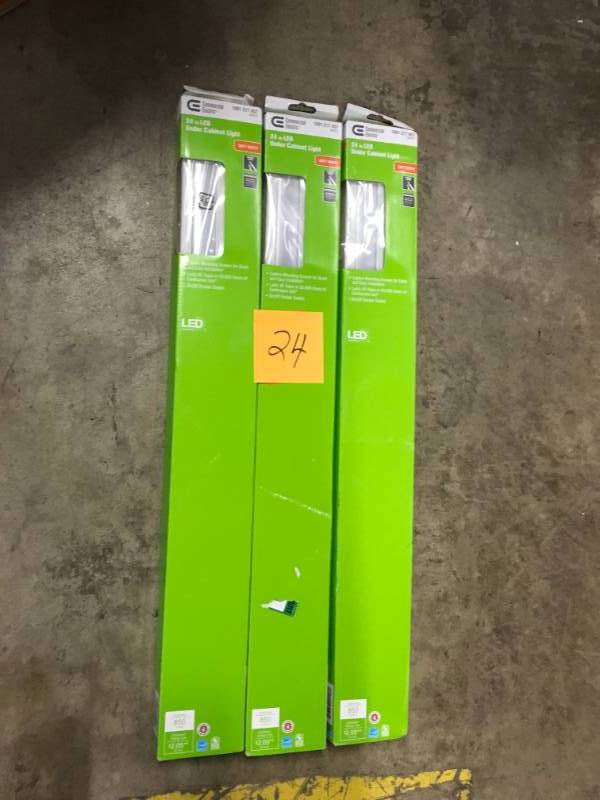 lot 24 image: (Lot of 3) Commercial Electric 24 in. LED White Direct Wire Under Cabinet Light- not used