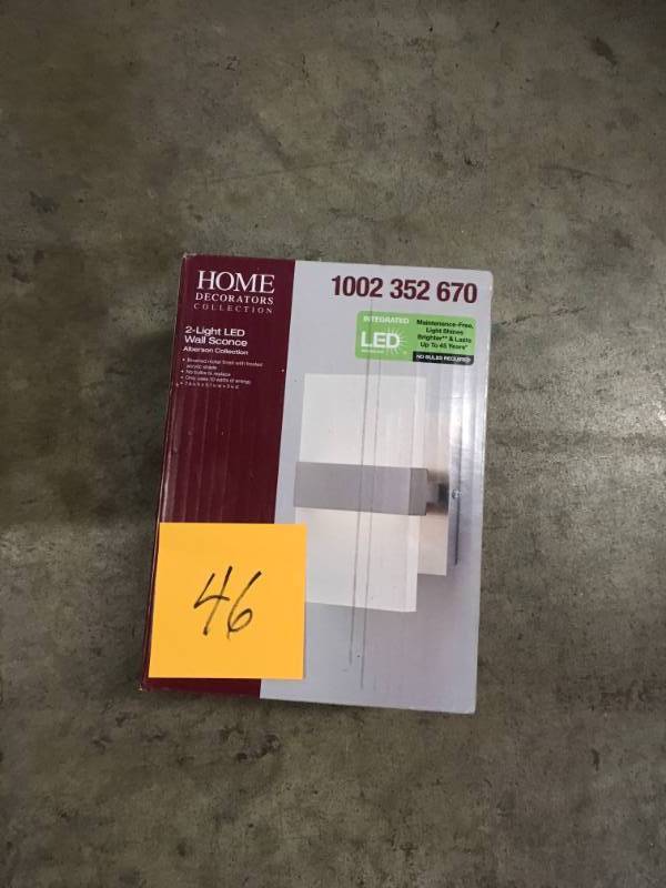 lot 46 image: Home Decorators Harmen Collection Brushed Nickel LED Wall Sconce (10-Watt)- not used