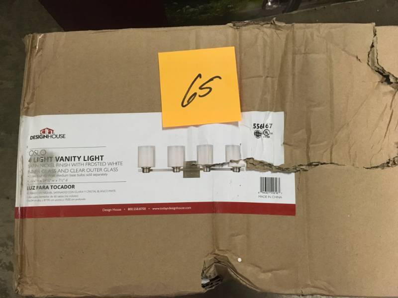 lot 65 image: Design House Oslo 4-Light Brushed Nickel Vanity Light- not used