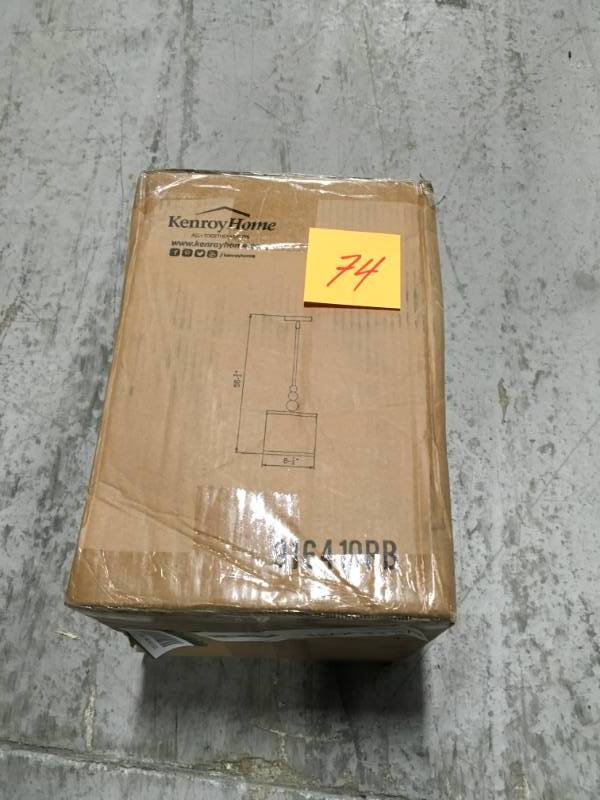 lot 74 image: Kenroy Home Margot 1-Light Oil Rubbed Bronze Mini Pendant- not used