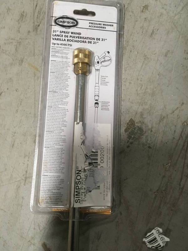 lot 143 image: 4,500 Max PSI Universal 31 in. Spray Wand with Quick Connect Plug- good condition