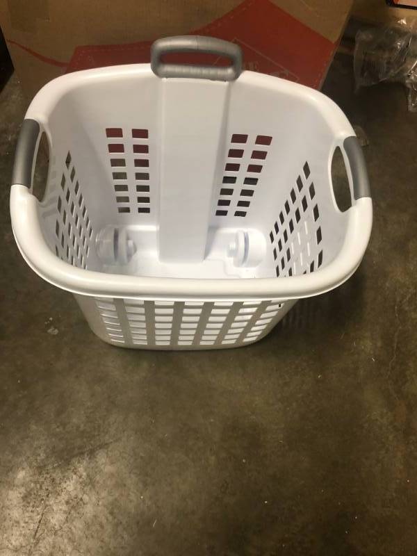 lot 304 image: white and grey laundry basket- good condition